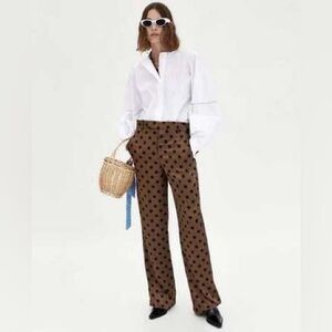Zara Brown and Black Polka Dot Chinos
